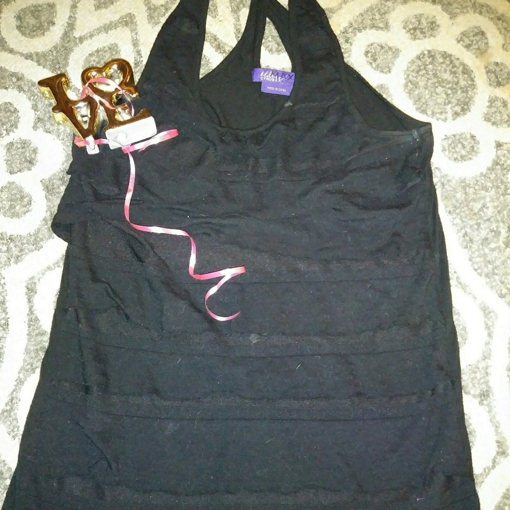 MILEY CYRUS black ruffled tank